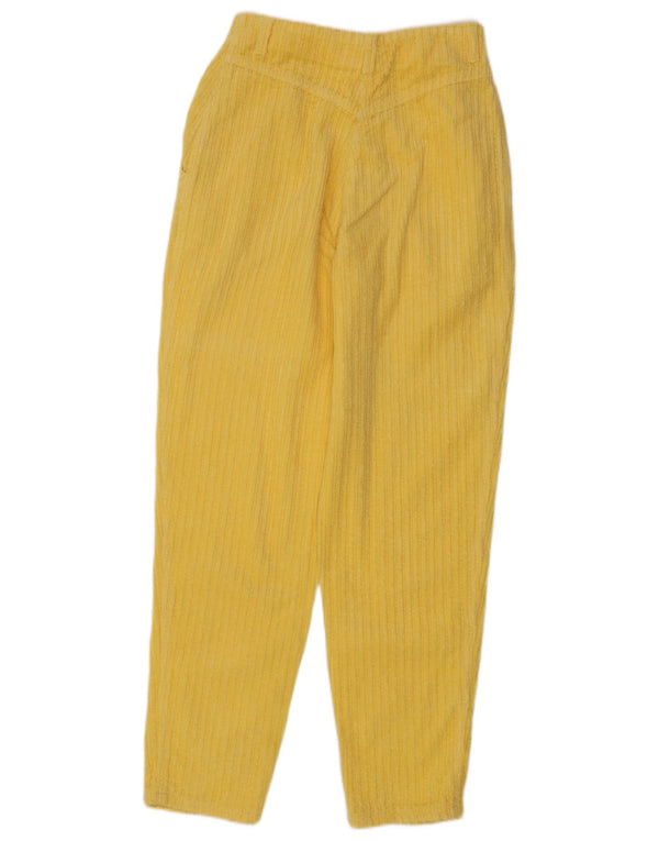 Calça feminina de veludo cotelê Benetton de cintura alta IT 42 médio W26 L31 amarelo
