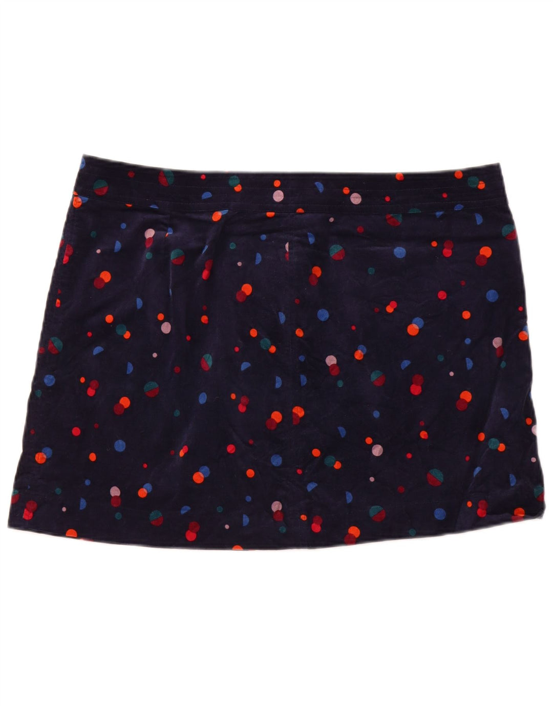 Minissaia feminina de veludo MONSOON Reino Unido 20 2XL W40 algodão manchado azul marinho