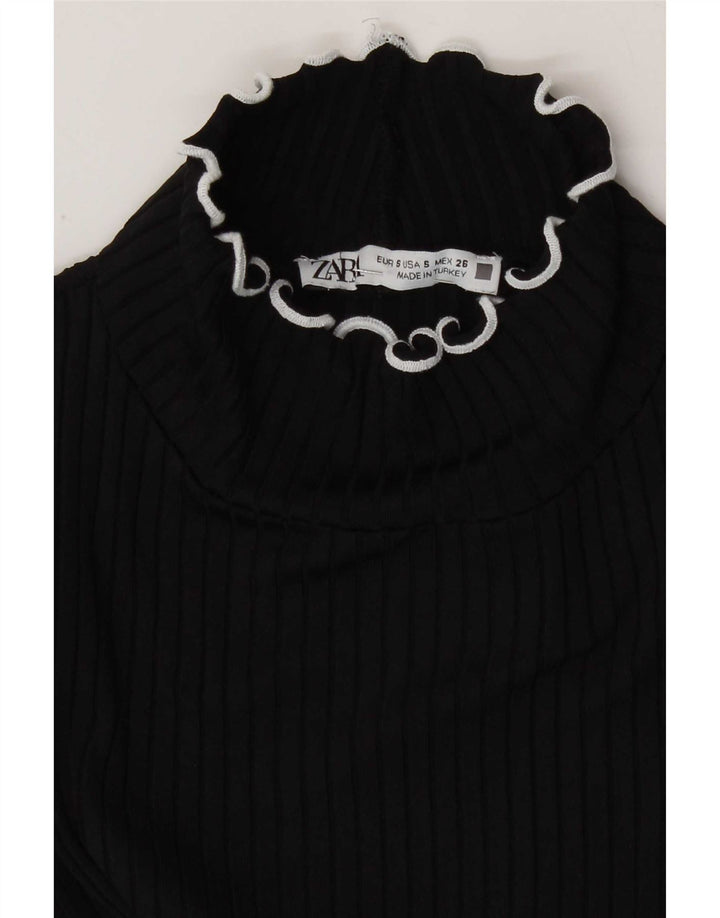 Blusa feminina Zara Top UK 8 pequena poliamida preta