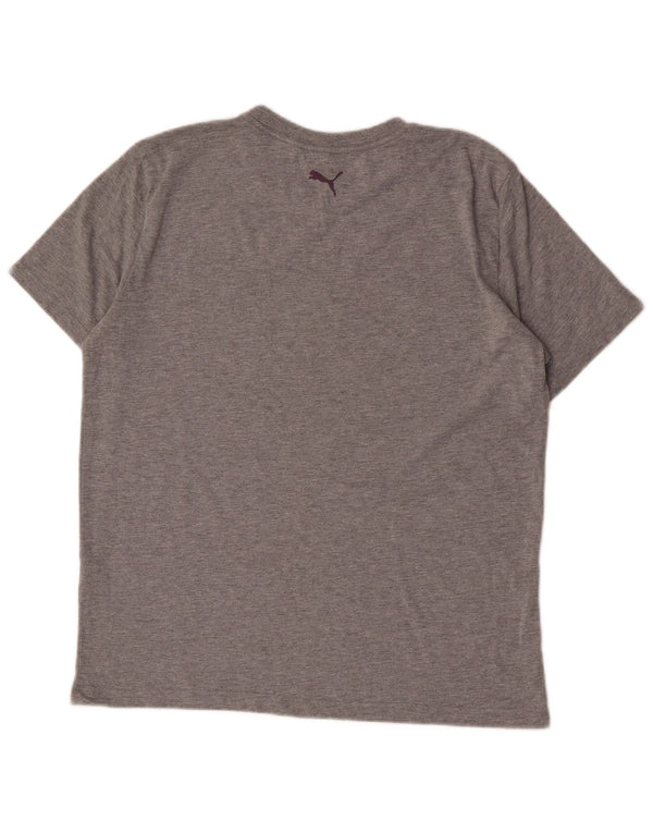 Camiseta masculina Puma Graphic Top grande algodão manchado cinza