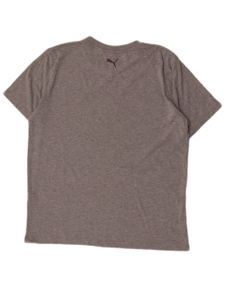 Camiseta masculina Puma Graphic Top grande algodão manchado cinza