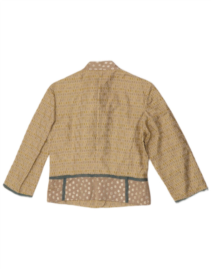 Jaqueta Bolero Feminina Cividini Crop 4 Botões IT 44 Médio Amarelo Geométrico