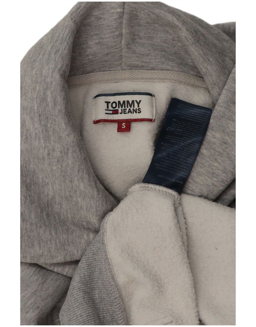 TOMMY HILFIGER Mens Hoodie Jumper Small Grey Cotton