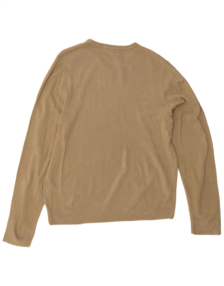 Suéter masculino Marks & Spencer com decote em V grande acrílico bege