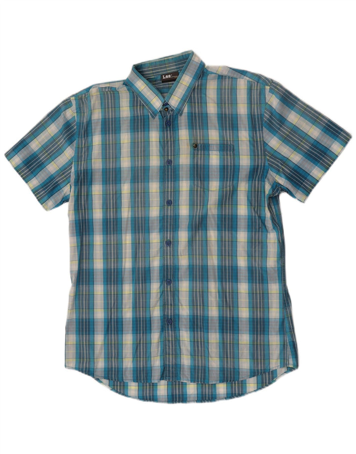 Camisa masculina de manga curta Lee XL azul xadrez algodão