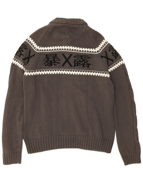 Suéter cardigã feminino com zíper completo ON Tantum Reino Unido 20 2XL cinza Fair Isle algodão