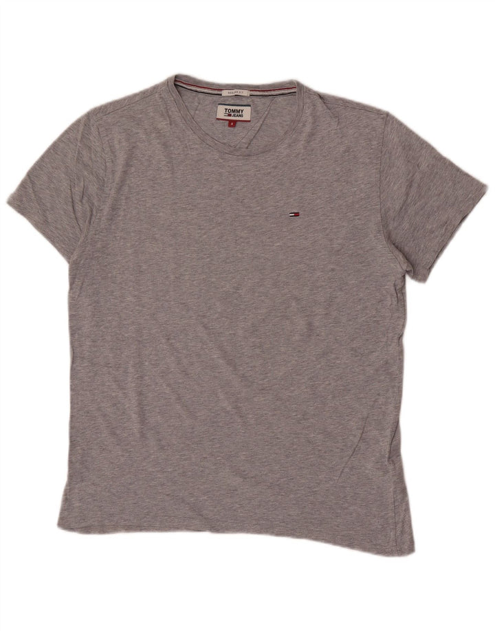 Tommy Hilfiger Camiseta masculina regular fit top pequeno algodão cinza