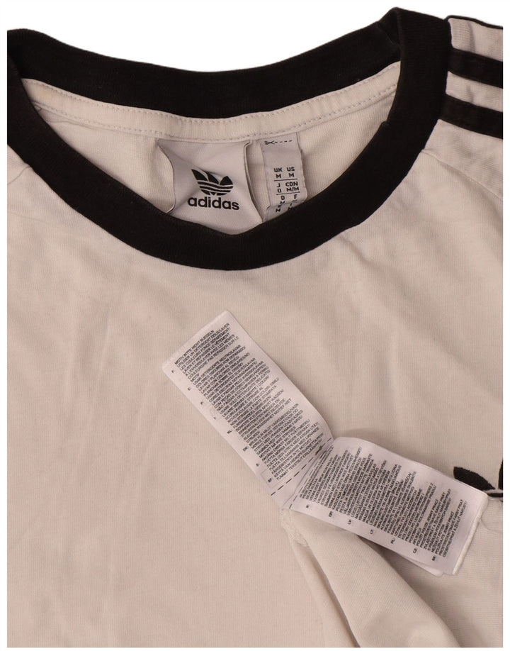 Adidas Mens Camiseta Top Médio Algodão Branco