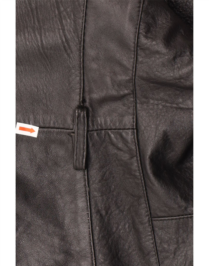 Jaqueta de couro vintage masculina com peito duplo Reino Unido 40 couro preto grande