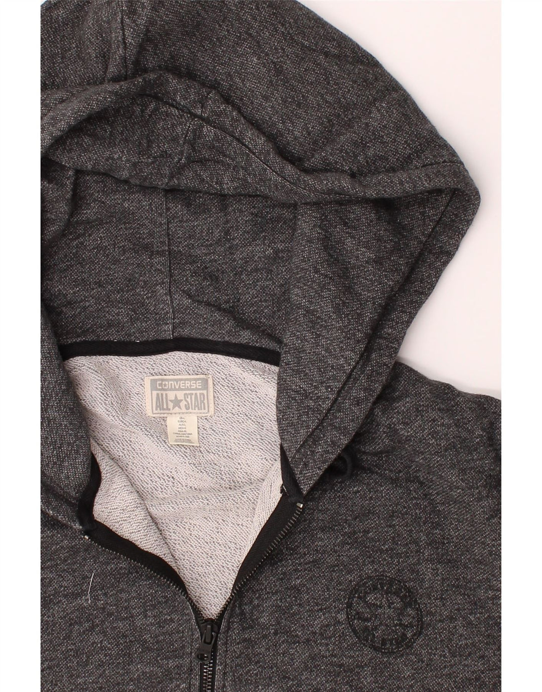 CONVERSE Mens 3/4 Sleeve Zip Hoodie Sweater Large Grey Flecked Cotton Vintage Converse and Second-Hand Converse from Messina Hembry 