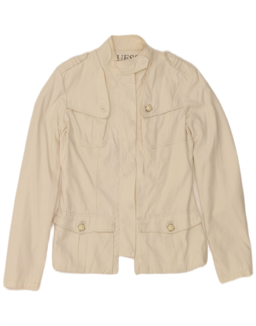Jaqueta militar feminina Guess UK 14 grande nylon branco
