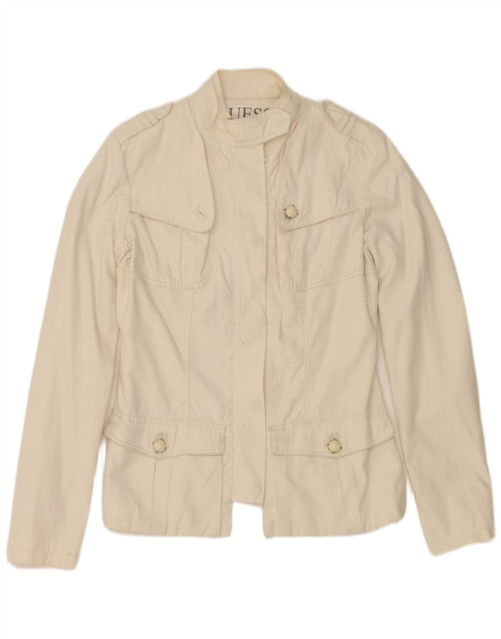 Jaqueta militar feminina Guess UK 14 grande nylon branco