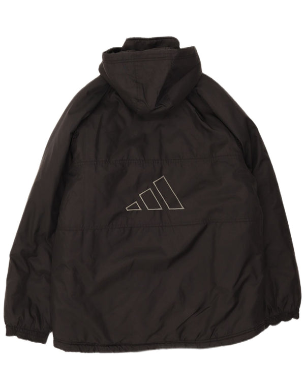 Jaqueta acolchoada com capuz gráfico masculino Adidas Reino Unido 38/40 poliéster preto médio