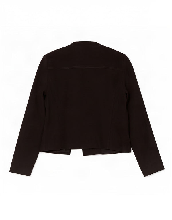 Jaqueta blazer feminina Marks & Spencer com zíper completo Reino Unido 14 poliéster preto médio
