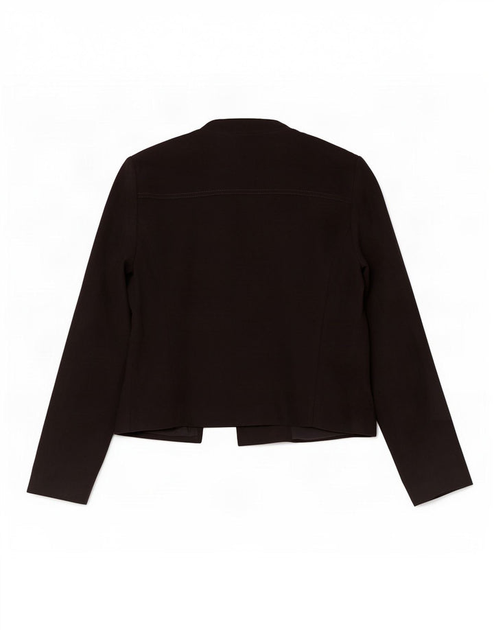 Jaqueta blazer feminina Marks & Spencer com zíper completo Reino Unido 14 poliéster preto médio