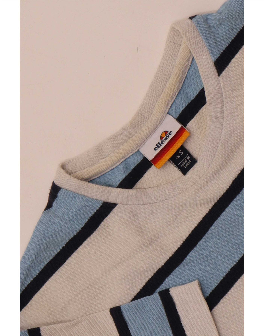 Ellesse Camiseta Masculina Top Pequeno Listrado Branco