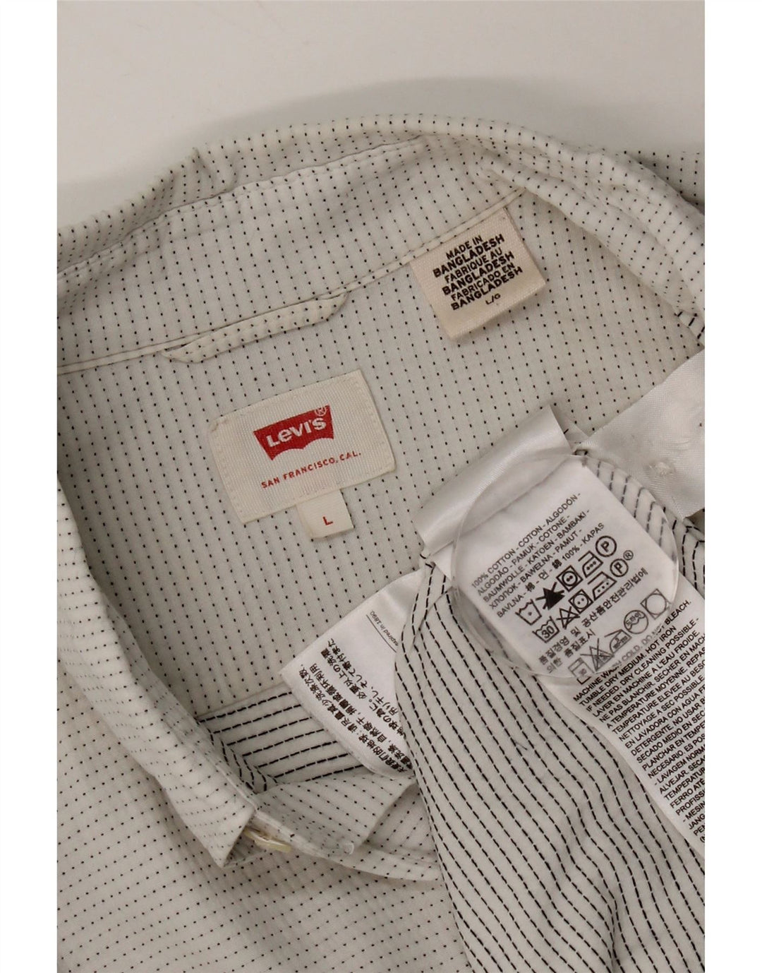 Camisa masculina Levi's grande algodão manchado branco