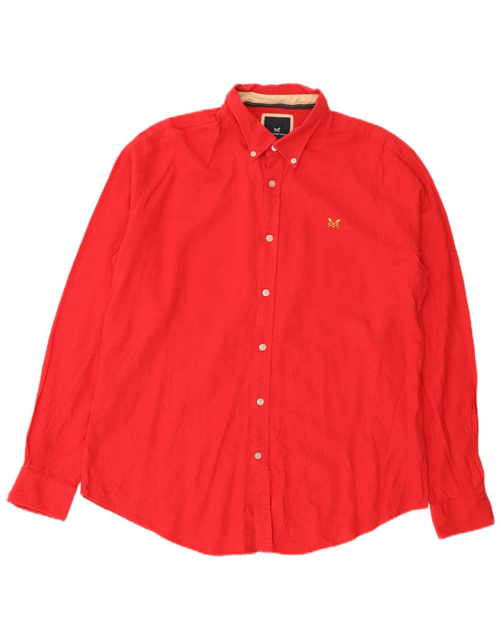 Crew Clothing Camisa masculina grande linho vermelho