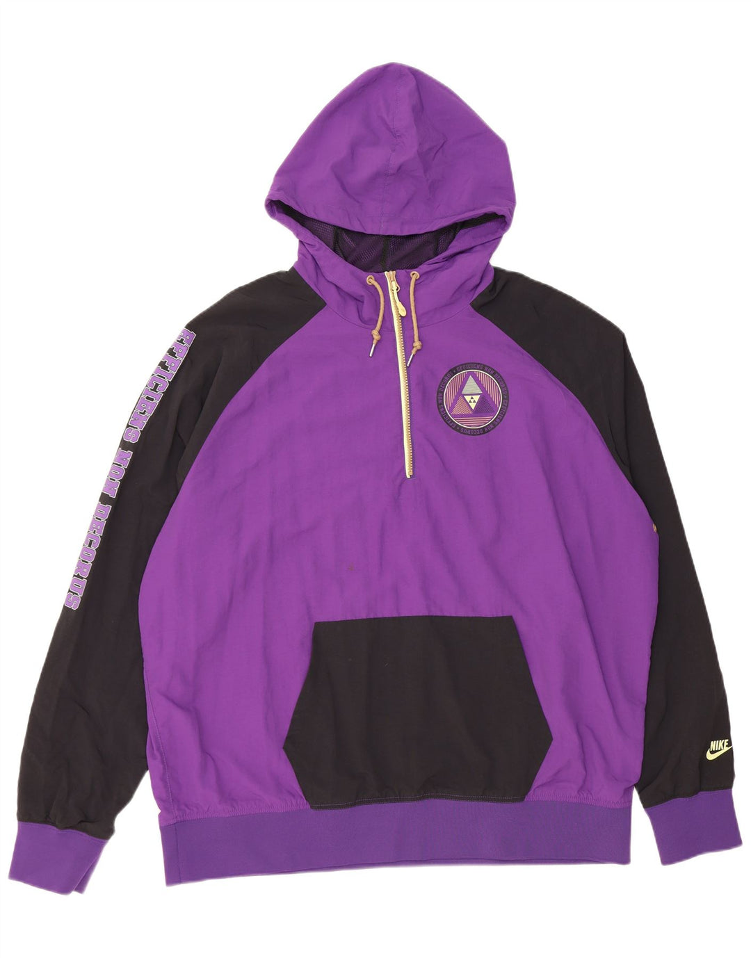 Nike masculino pulôver com capuz jaqueta superior 2XL roxo colorblock nylon