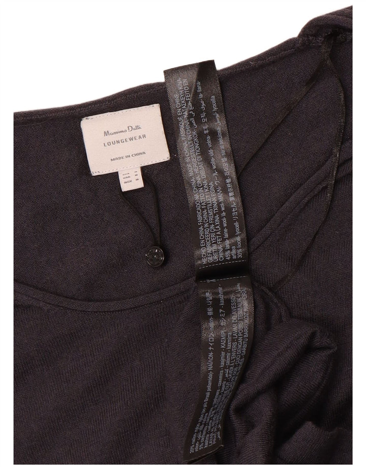 Suéter feminino Massimo Dutti com gola canoa Reino Unido 14 lã cinza médio