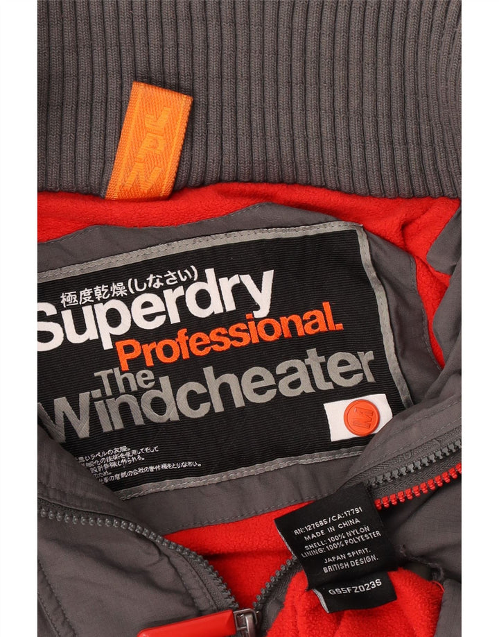 Jaqueta corta-vento com capuz Superdry Womens The Windcheater UK 14 cinza médio