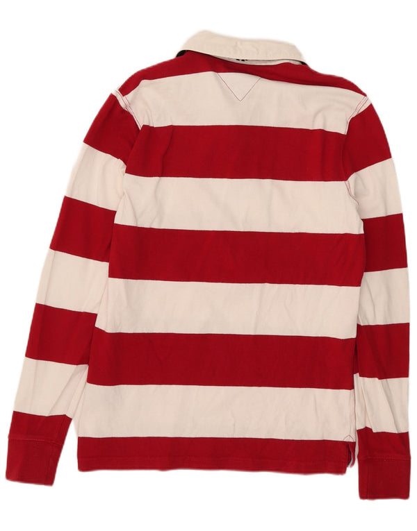 Camisa polo masculina Tommy Hilfiger vintage fit rugby pequena listrada vermelha