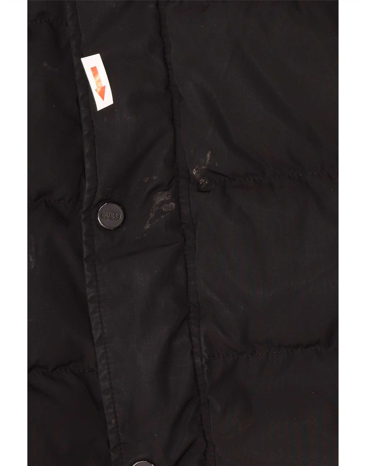 Jaqueta acolchoada com capuz masculina Guess UK 40 grande poliéster preto