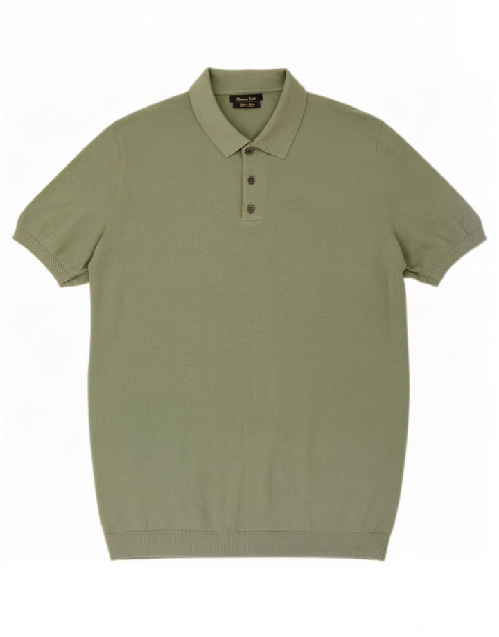 Camisa polo masculina Massimo Dutti grande algodão verde