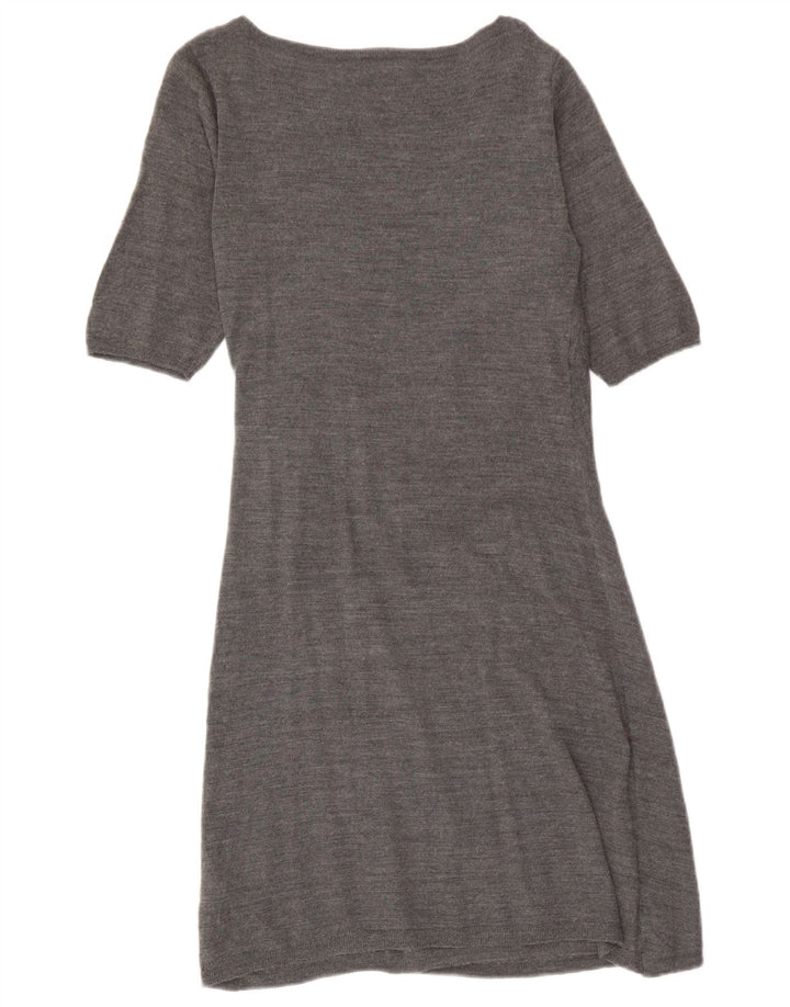 Vestido feminino Phase Eight com amarração frontal e mangas curtas Reino Unido 12 cinza médio