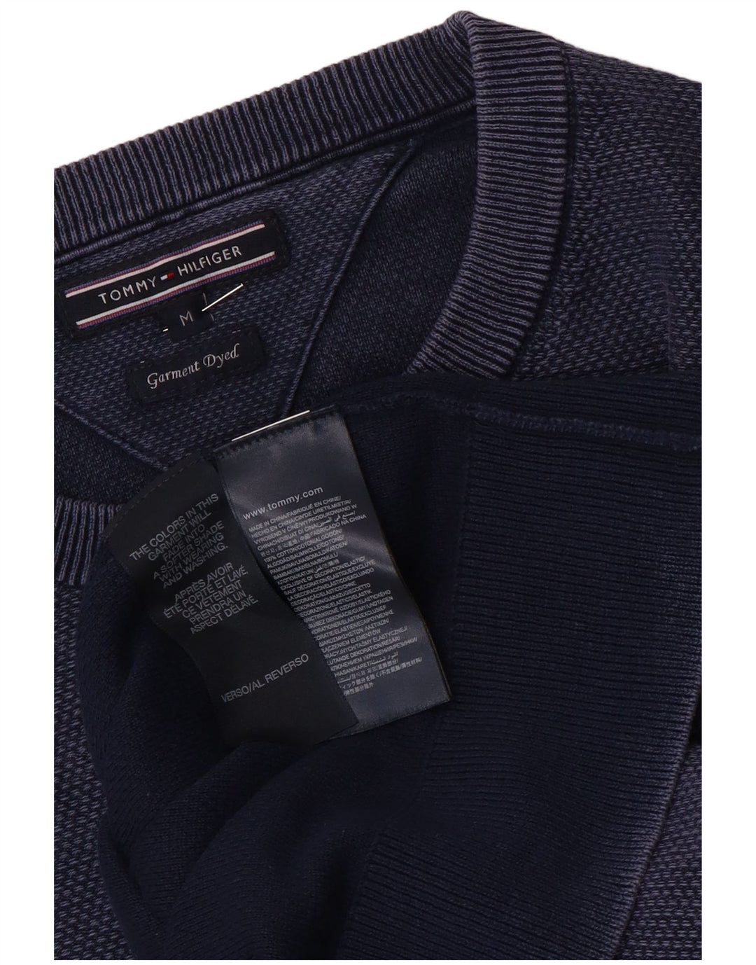 Suéter masculino Tommy Hilfiger com gola redonda, azul marinho médio