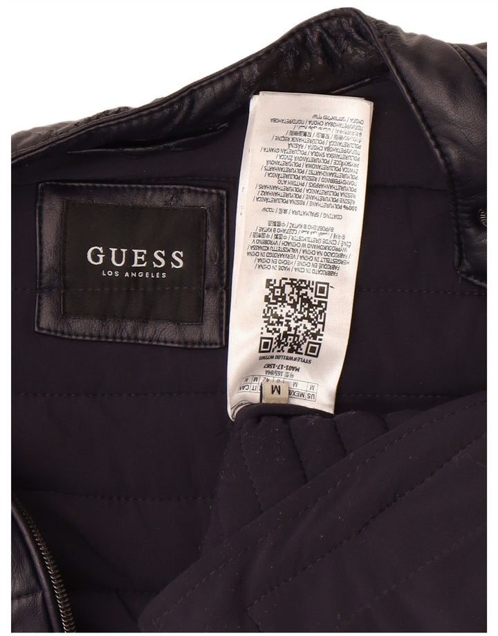Jaqueta acolchoada feminina GUESS UK 14 poliuretano azul marinho médio