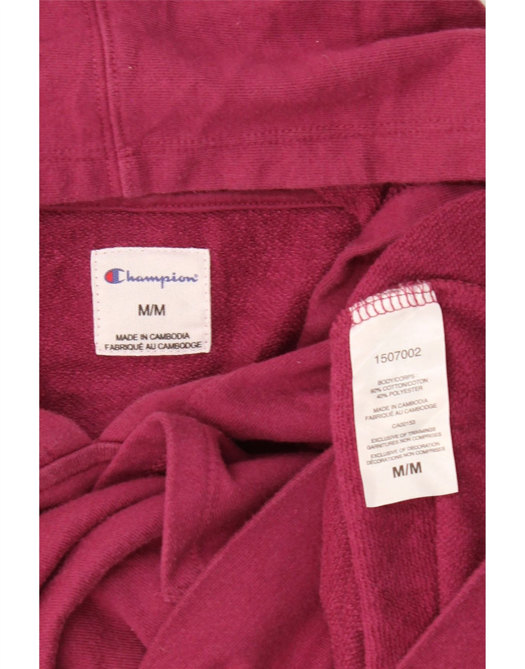 CHAMPION Womens Graphic Oversized Hoodie Jumper UK 14 Medium Burgundy Vintage Champion and Second-Hand Champion from Messina Hembry 