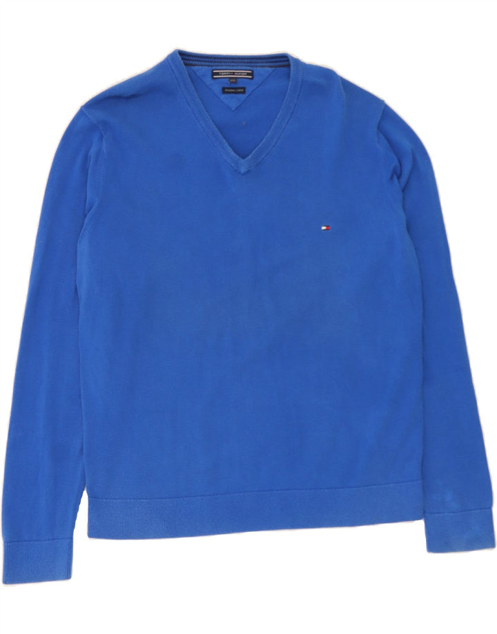 TOMMY HILFIGER Mens V-Neck Jumper Sweater 2XL Blue Cotton Vintage Tommy Hilfiger and Second-Hand Tommy Hilfiger from Messina Hembry 