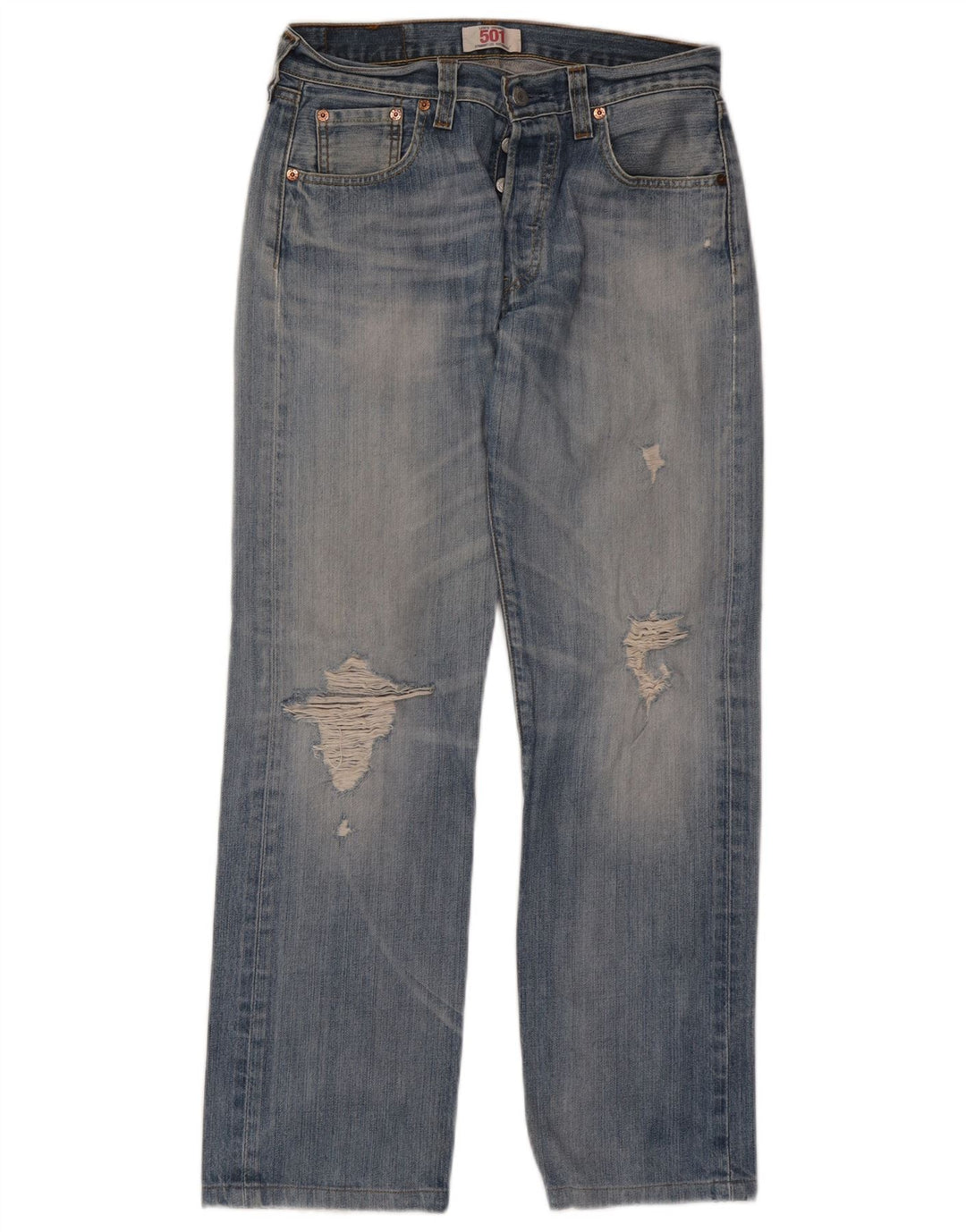 Calça Jeans Levis Masculina 501 Distressed Straight W30 L29 Azul Algodão