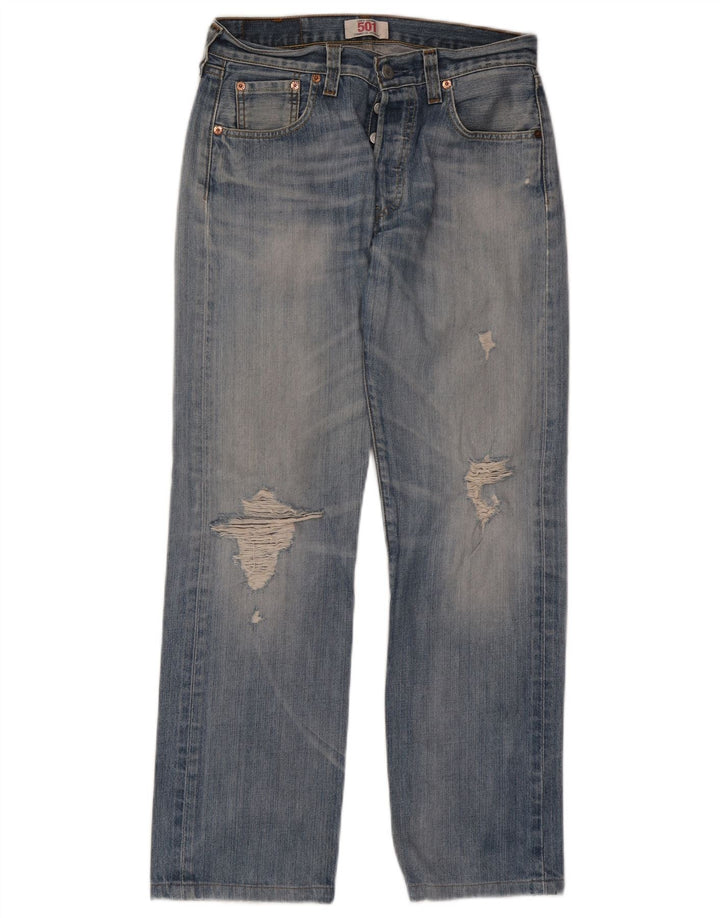 Calça Jeans Levis Masculina 501 Distressed Straight W30 L29 Azul Algodão