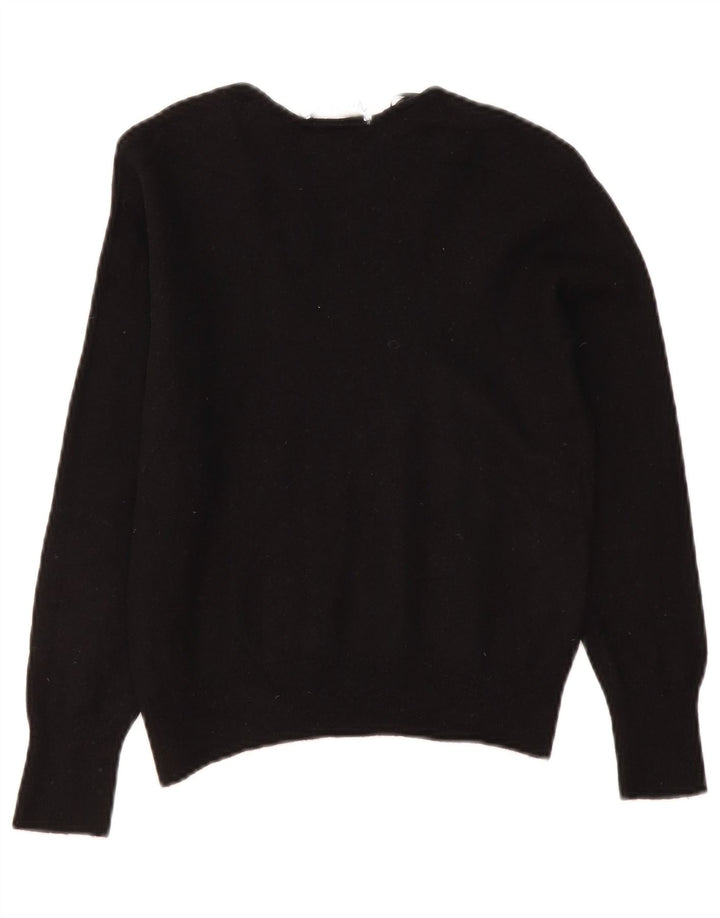 Suéter feminino Zara com decote em V Reino Unido 10 lã preta pequena