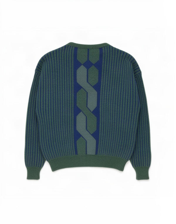 Suéter masculino Maglificio com gola canoa IT 52 lã geométrica grande azul