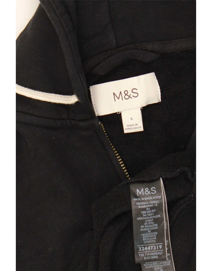 Suéter masculino com capuz e zíper da Marks & Spencer, algodão preto médio