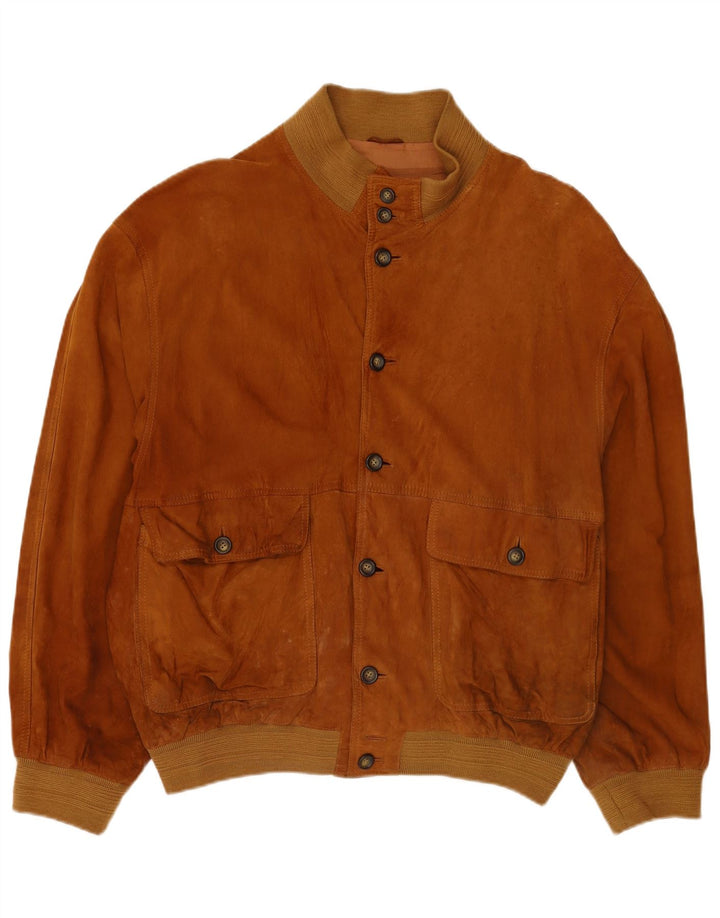 Gara Jaqueta bomber masculina de camurça IT 58 4XL marrom