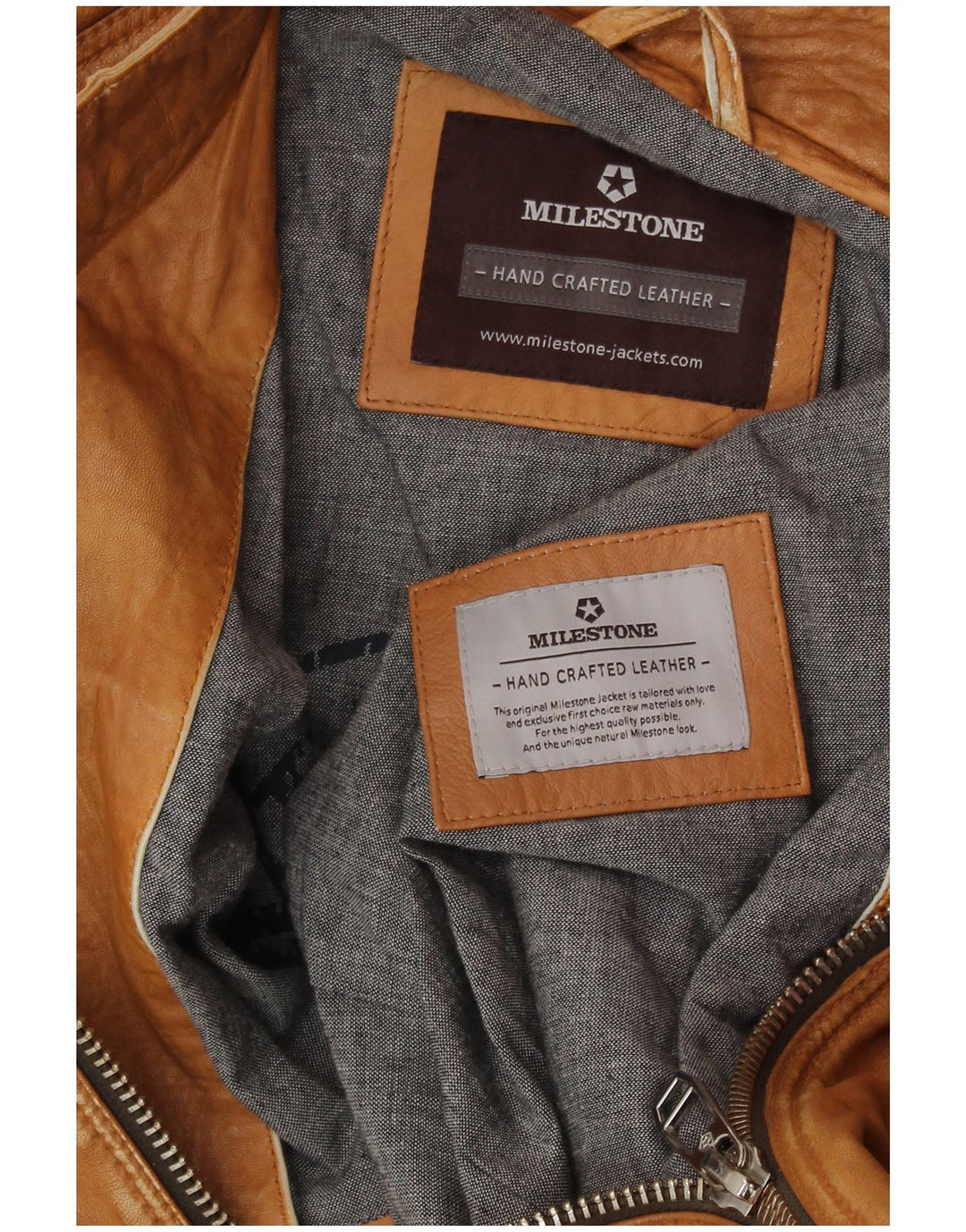 Jaqueta de couro masculina MILESTONE Reino Unido 40 couro bege grande