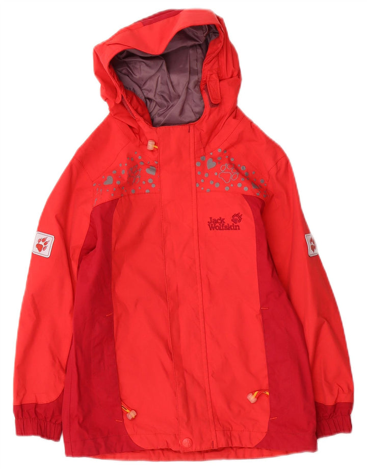 Jaqueta de chuva com capuz para meninos Jack Wolfskin 4-5 anos vermelho colorblock poliamida