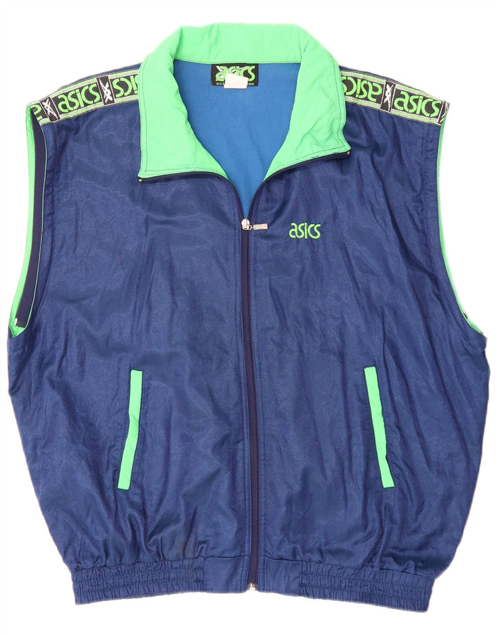 ASICS Mens Graphic Tracksuit Top Jacket IT 54 XL Azul Colourblock