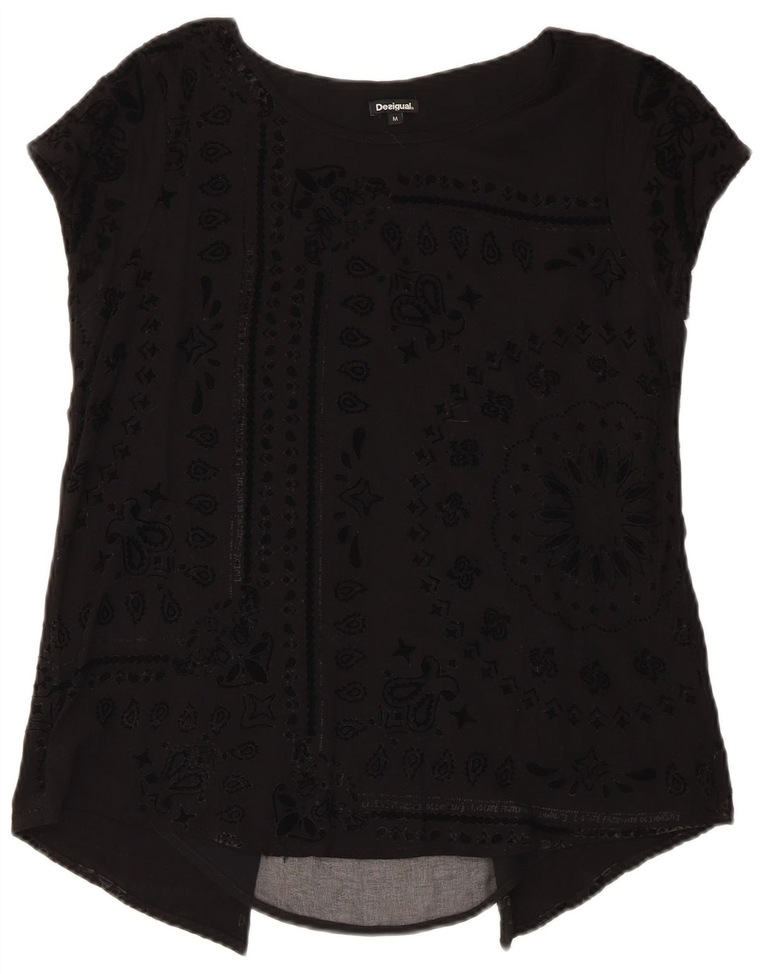 Blusa Feminina Desigual Top UK 12 Médio Preto Paisley