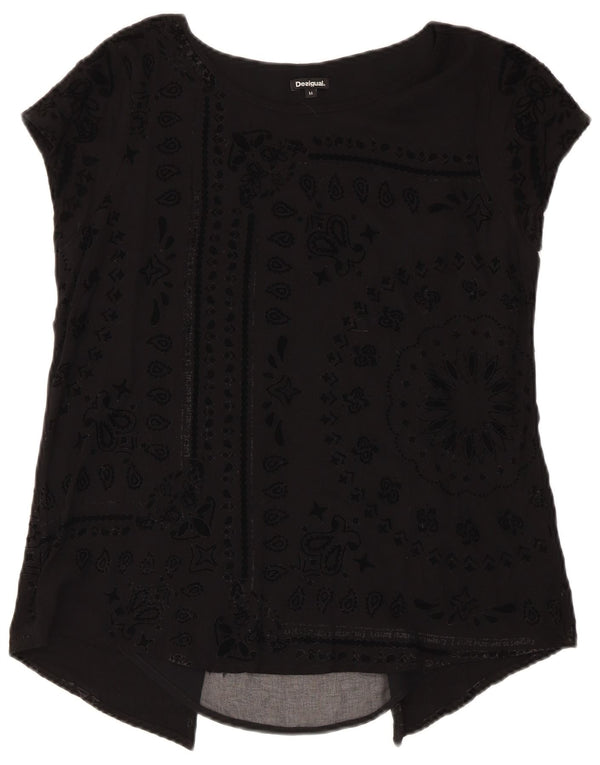 Blusa Feminina Desigual Top UK 12 Médio Preto Paisley