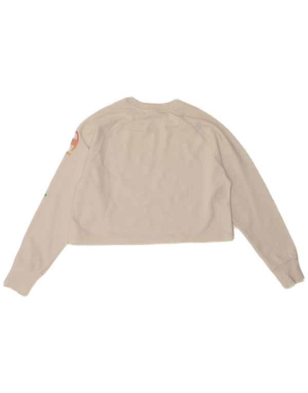 Campeão feminino oversized crop top gráfico manga comprida Reino Unido 10 pequeno branco