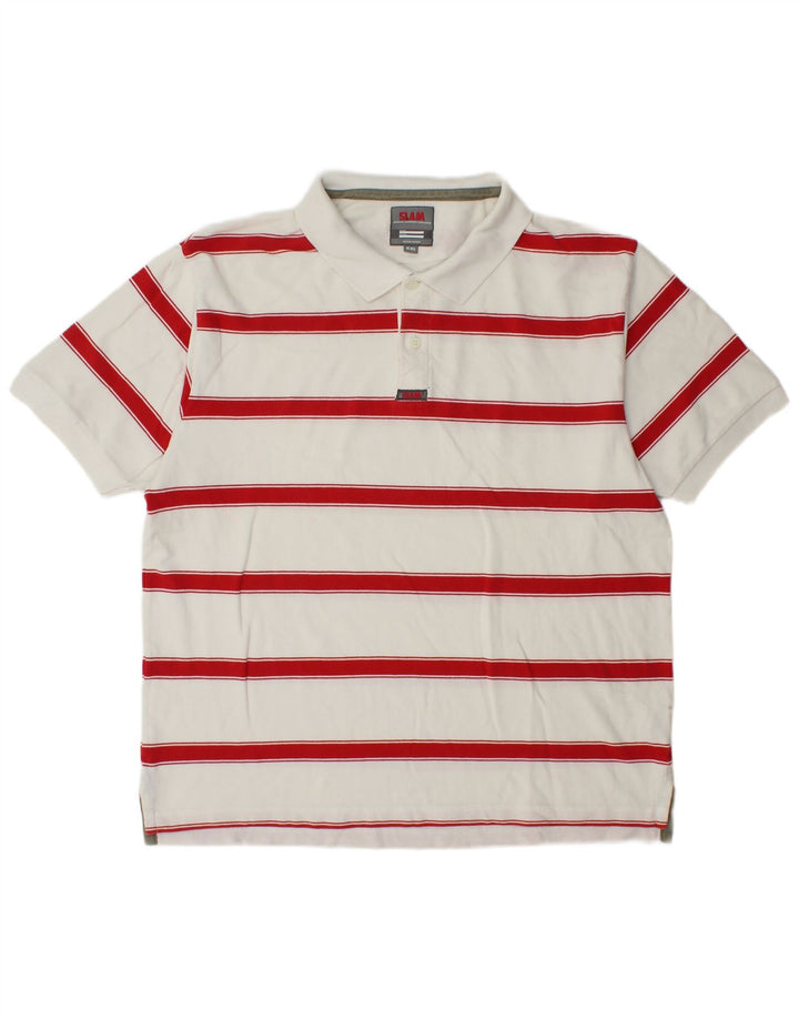 Camisa polo masculina Slam 2XL algodão listrado branco