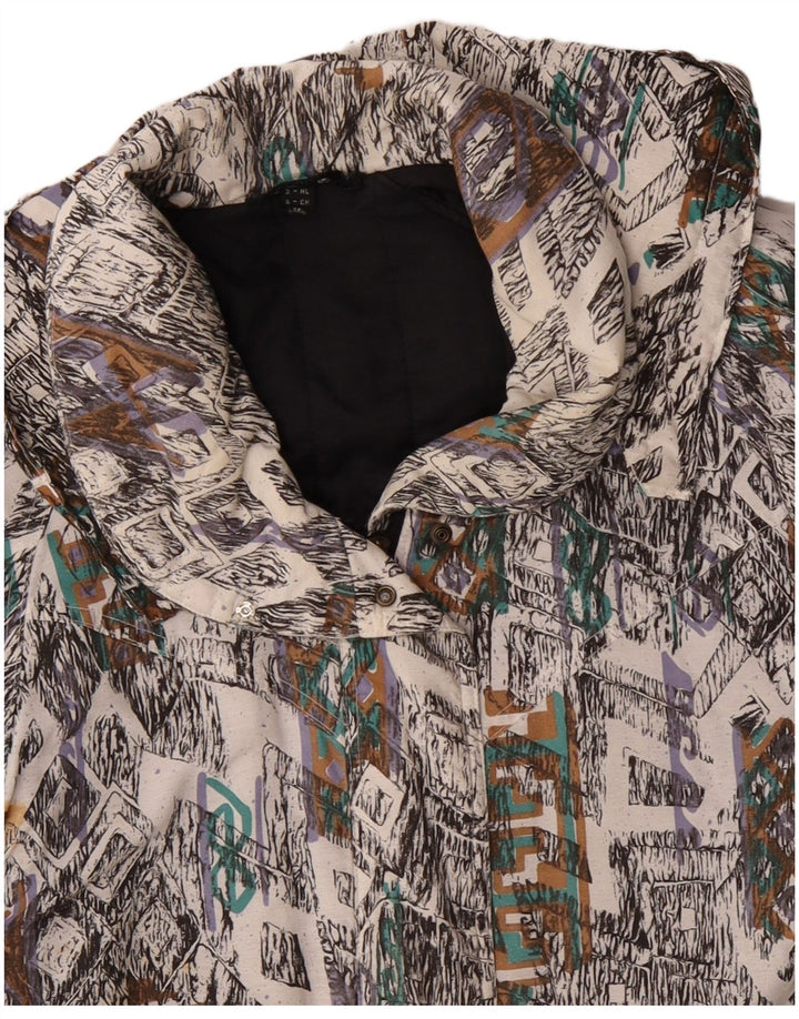Casaco corta-vento feminino VINTAGE UK 10 pequeno geométrico multicolorido