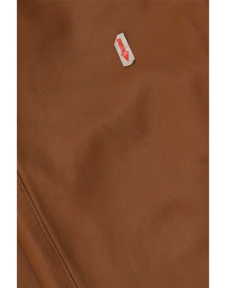 Calça feminina reta de couro J.J.Scott W28 L27 marrom