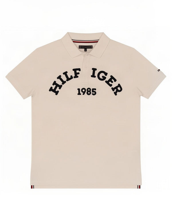 Camisa polo gráfica Tommy Hilfiger para meninos 13-14 anos algodão branco