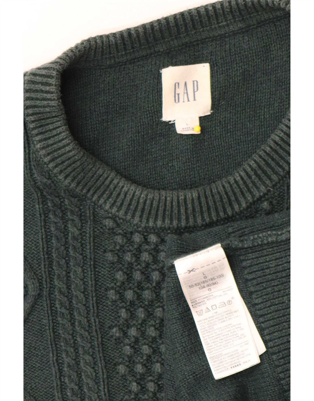 Suéter masculino Gap com gola redonda, grande algodão verde